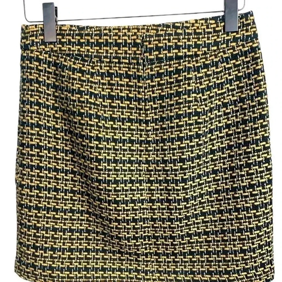 Loft Skirt, Black Gold and White Weave, Faux Belt, Fully Lined,  Winter Weight - Picture 3 of 7